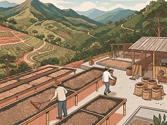 Lost Origin — coffee farm illustration 2