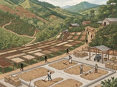 Kabtamu Family — coffee farm illustration 2
