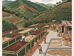 Nueva Llusta — coffee farm illustration 2