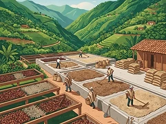 La Pelota — coffee farm illustration 2