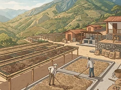 La Quebradita — coffee farm illustration 2