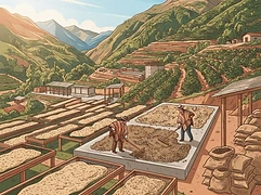 Tres De Mayo — coffee farm illustration 2