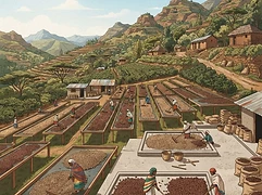 Chelchele washing station — coffee farm illustration 2