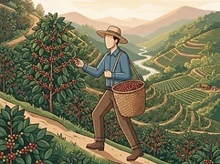 Red Bird Coffee — coffee farmer illustration 1