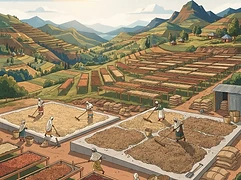Buku — coffee farm illustration 2