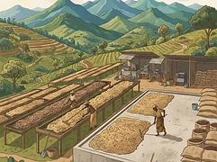 Family-owned farms organized around the INGOBOKA Cooperative — coffee farm illustration 2