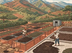 Gakuyuini washing station — coffee farm illustration 2