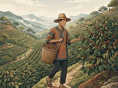 Worasa Mijane and Daniel Mijane — coffee farmer illustration 1