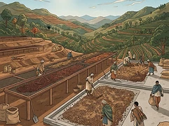 Idido cooperative β coffee farm illustration 2