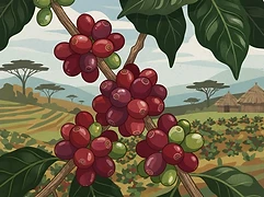 Family-owned farms organized around the INGOBOKA Cooperative — coffee farm illustration 3