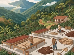 Los Naranjos — coffee farm illustration 2
