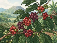 Volcán Azul — coffee farm illustration 3