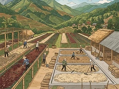 96B Liberica Project β coffee farm illustration 2
