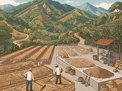 Buliza washing station — coffee farm illustration 2
