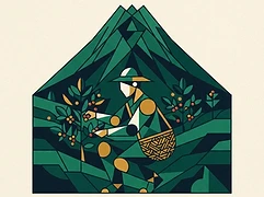 Mountain Harvest — coffee farmer illustration 1