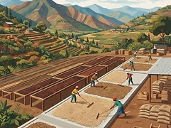 Yandaro washing station — coffee farm illustration 2