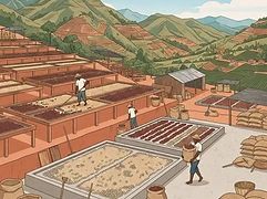 Hafi processing station — coffee farm illustration 2