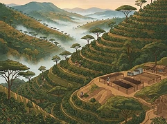 Guduba wet mill — coffee farm illustration 1