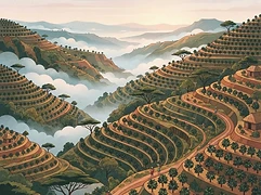 Bombe β coffee farm illustration 1