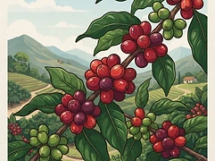 Los Pirineos — coffee farm illustration 3