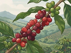 Dos Pinos — coffee farm illustration 3