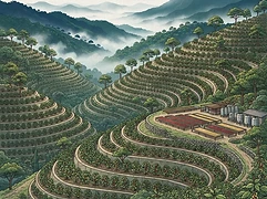Volcán Azul — coffee farm illustration 1