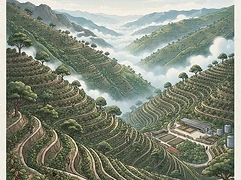 Tres De Mayo — coffee farm illustration 1