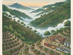 El Placer — coffee farm illustration 1