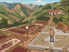 Nuevo Horizonte — coffee farm illustration 2