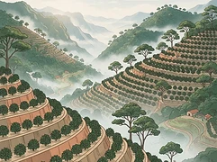 Cinco de Junio cooperative — coffee farm illustration 1