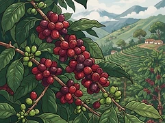 El Recuerdo — coffee farm illustration 3