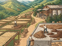 Las Flores — coffee farm illustration 2
