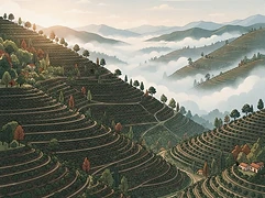 Nueva Llusta — coffee farm illustration 1