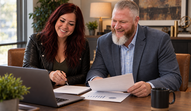 Loan originator at desk