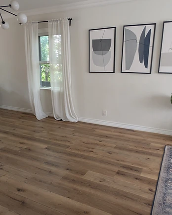 Open-concept living and dining area prepared for guests
