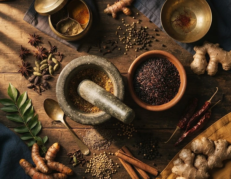 Indian culinary heritage still life