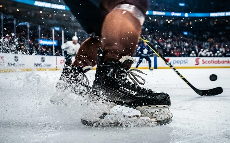 Hockey skates on the ice