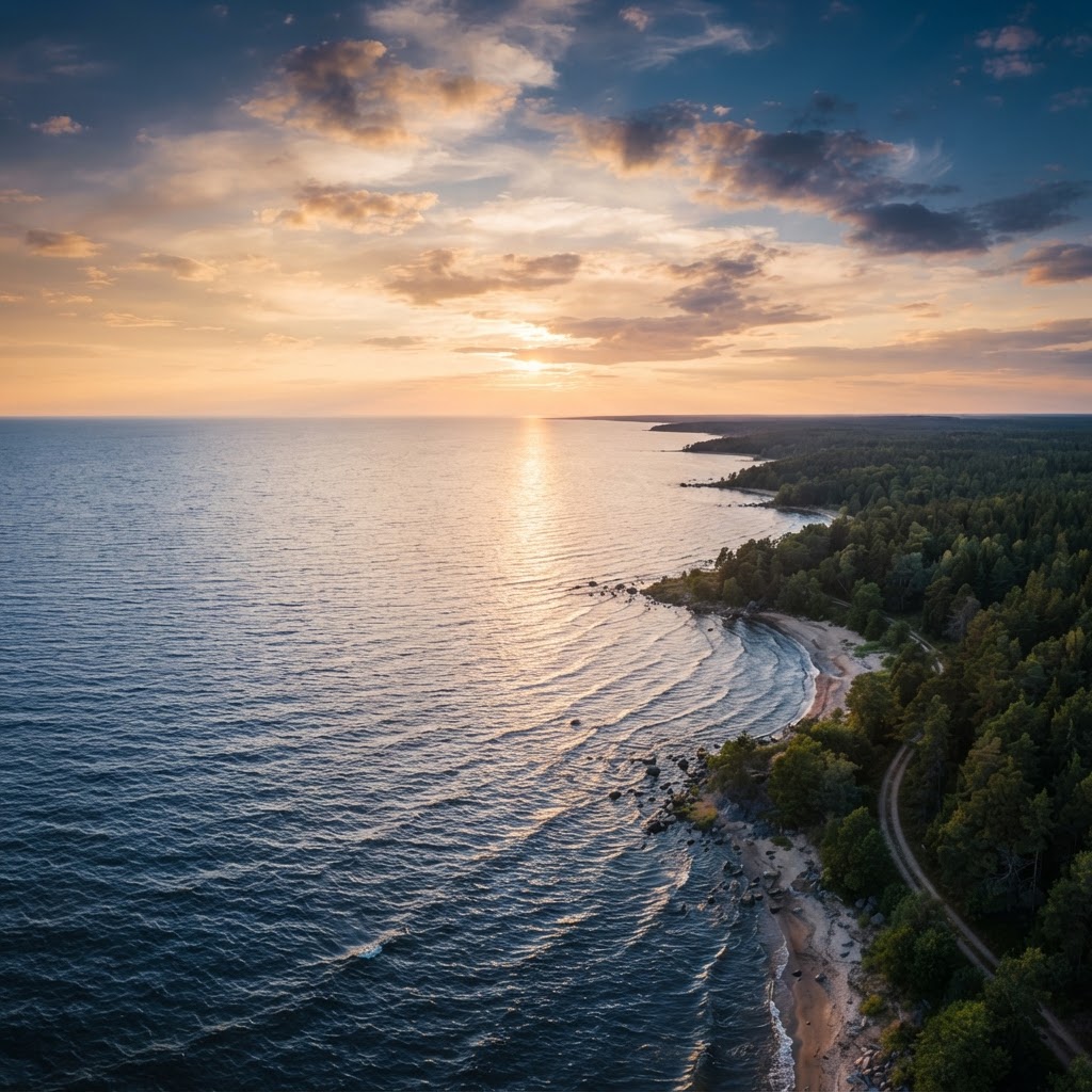 Tallinn business district at golden hour