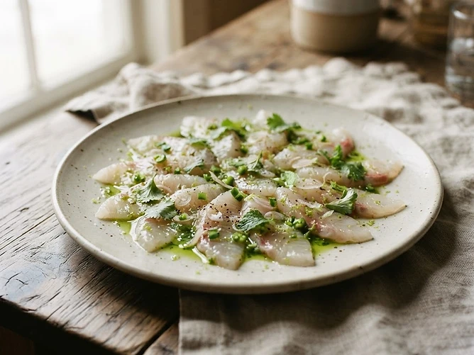Citrus-Cured Gulf Fish with Farm Herb Oil