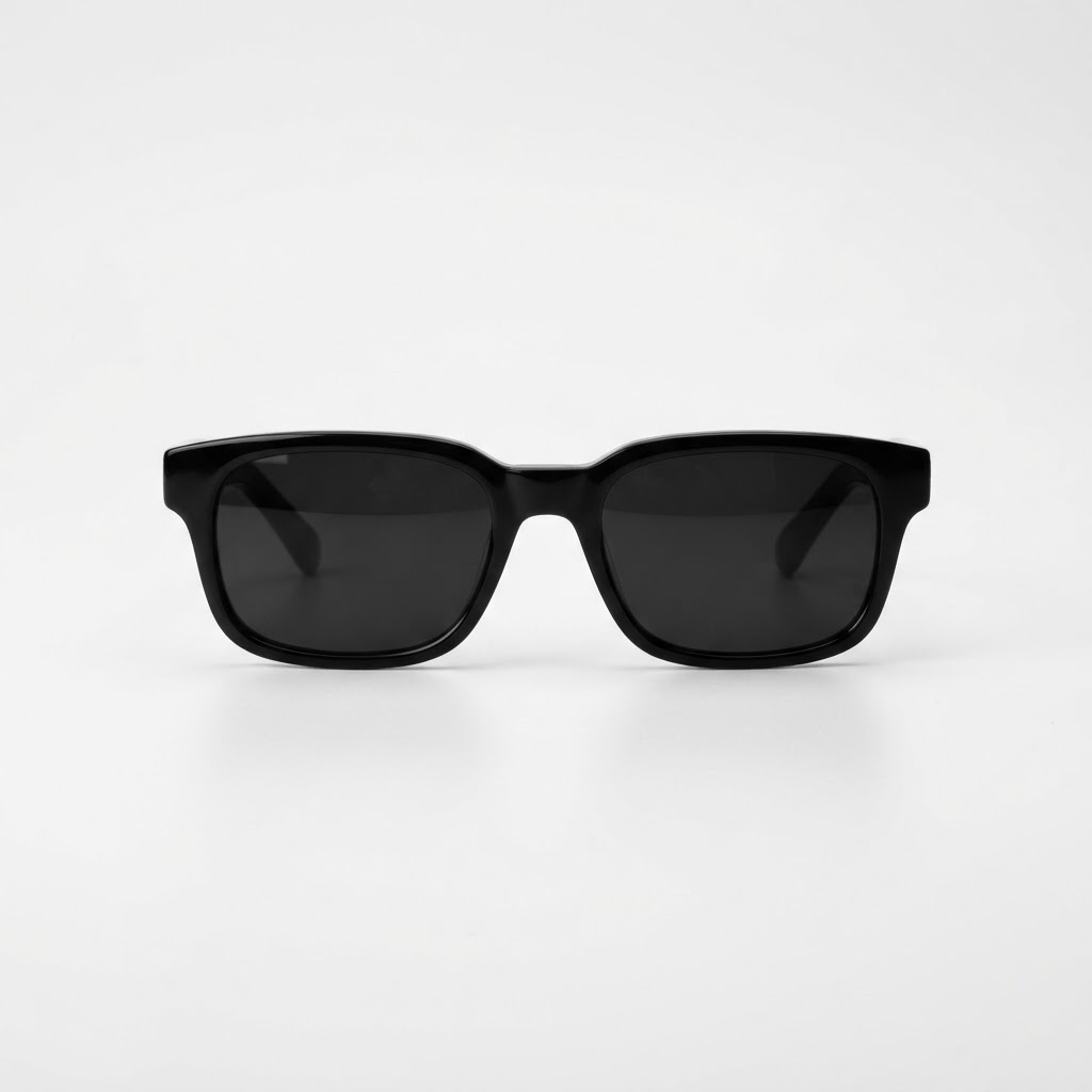 Rounded Rectangle Sunglasses — Black