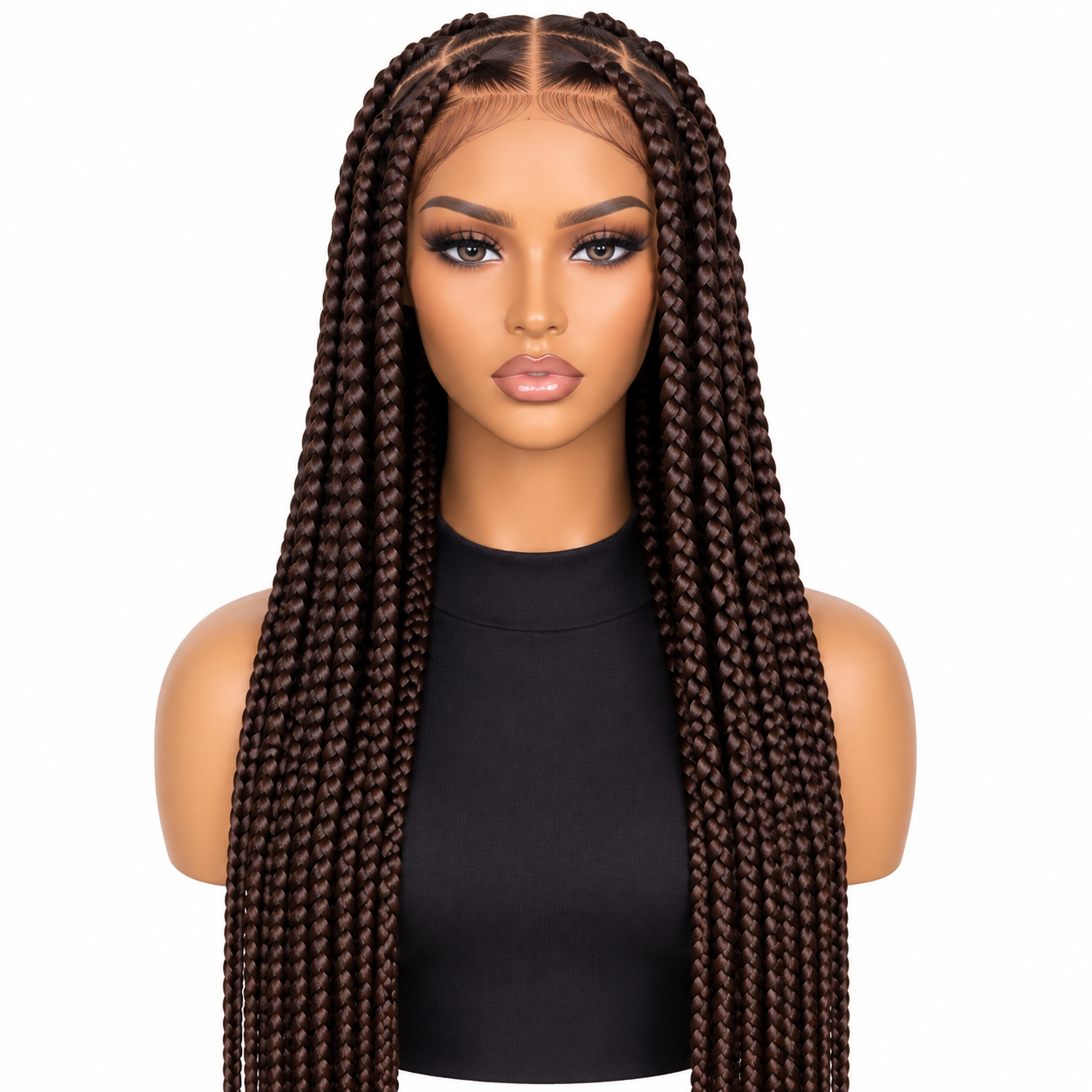 Box Braid Wig — Dark Brown