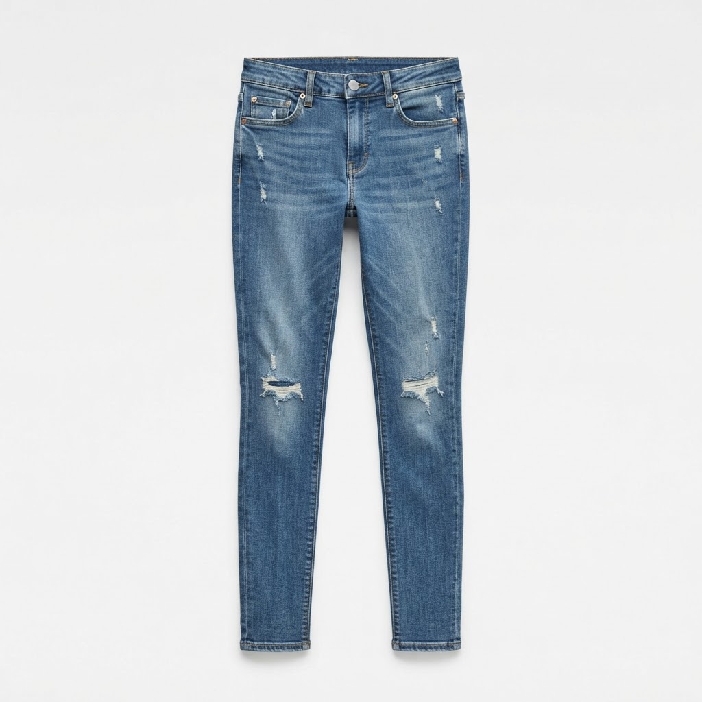 Levi's Distressed Skinny Jeans — Mid Blue