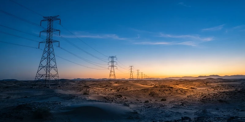 Power transmission lines across the desert