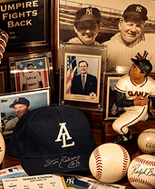 Authentic baseball memorabilia collection at Herby's Sports Bar