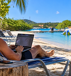Working remotely from the beach