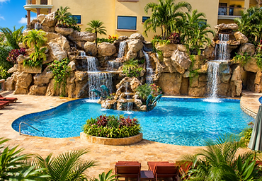 Waterfalls by the Pineapple Grill pool