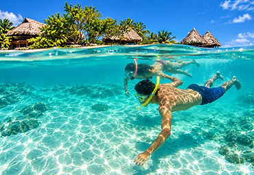 Snorkeling in the crystal-clear water