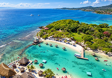 Aerial view of the private island beach