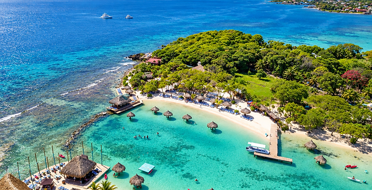 Aerial view of the private island beach