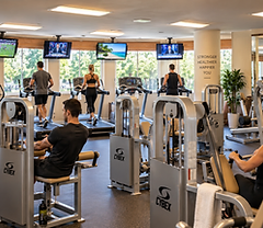 Fitness center with Cybex machines and treadmills